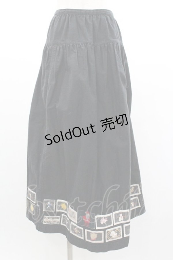 画像1: PINK HOUSE / 裾ワッペンスカート  黒 I-26-01-04-051-LO-SK-SA-ZI (1)