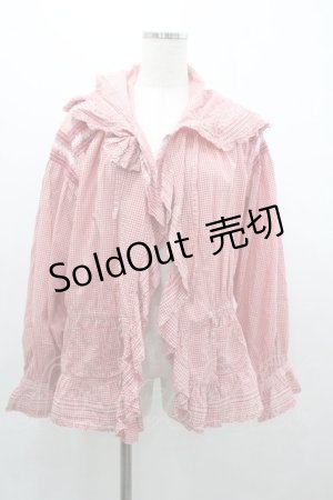 画像: PINK HOUSE / ギンガムチェックフードオーバーブラウス  赤Ｘ白チェック I-26-01-04-006-LO-BL-SA-ZI