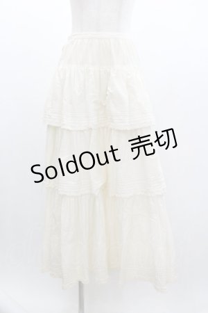 画像: PINK HOUSE / 裾ピンタック3段フリルスカート  アイボリー I-26-01-04-054-LO-SK-SA-ZI
