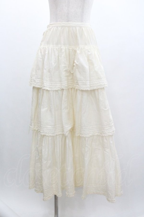 画像1: PINK HOUSE / 裾ピンタック3段フリルスカート  アイボリー I-26-01-04-054-LO-SK-SA-ZI (1)