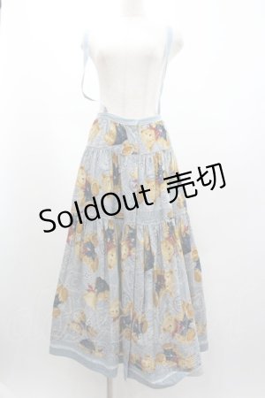 画像: PINK HOUSE / オーバーオールくまさんバンダナ柄スカート  サックス I-26-01-04-055-LO-SK-SA-ZI