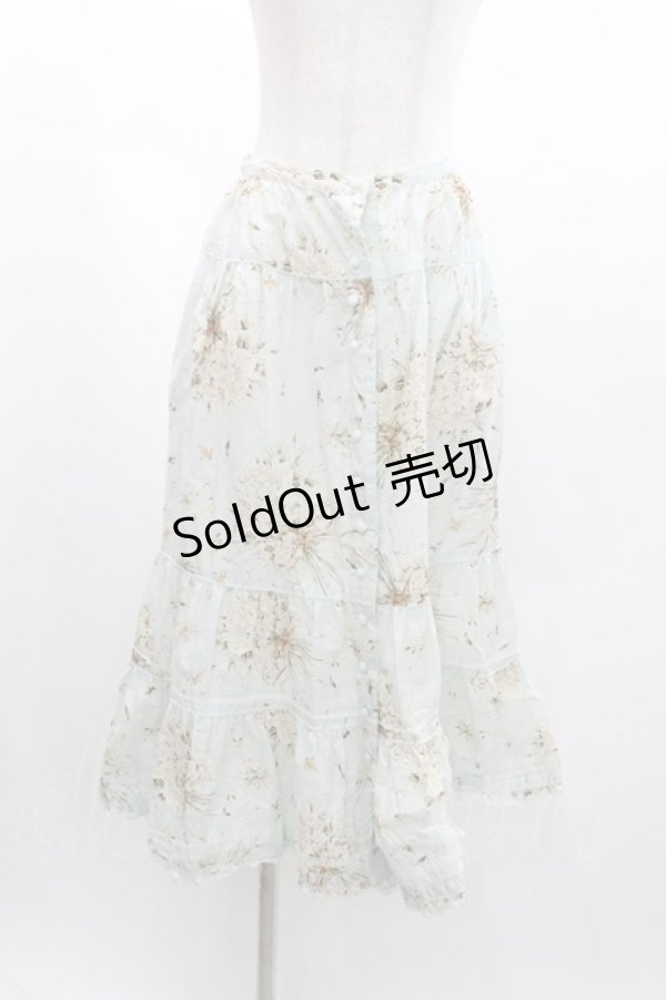 画像1: PINK HOUSE / 薔薇ブーケ総柄スカート  サックス I-26-01-04-056-LO-SK-SA-ZI (1)