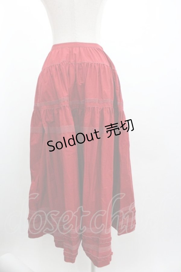 画像2: WONDERFUL WORLD / ピンタックピコフリルスカート  赤Ｘ白 I-26-01-04-059-LO-SK-SA-ZI (2)