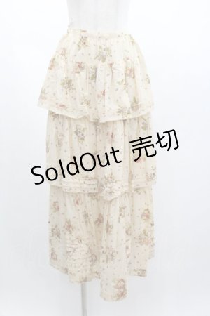 画像: WONDERFUL WORLD / フラワープリント3段スカート  アイボリー I-26-01-04-061-LO-SK-SA-ZI