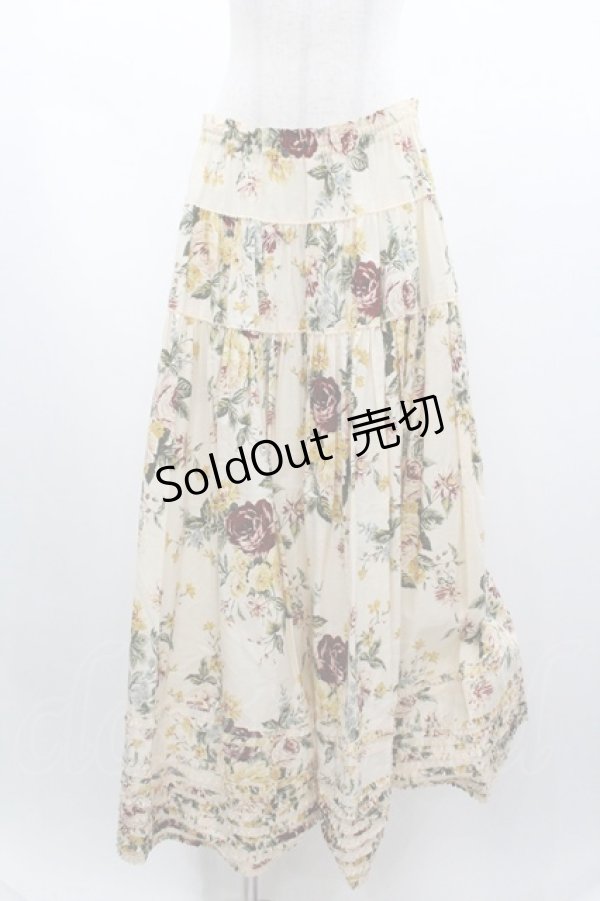画像1: WONDERFUL WORLD / ローズブーケプリントスカート  アイボリー I-26-01-04-064-LO-SK-SA-ZI (1)