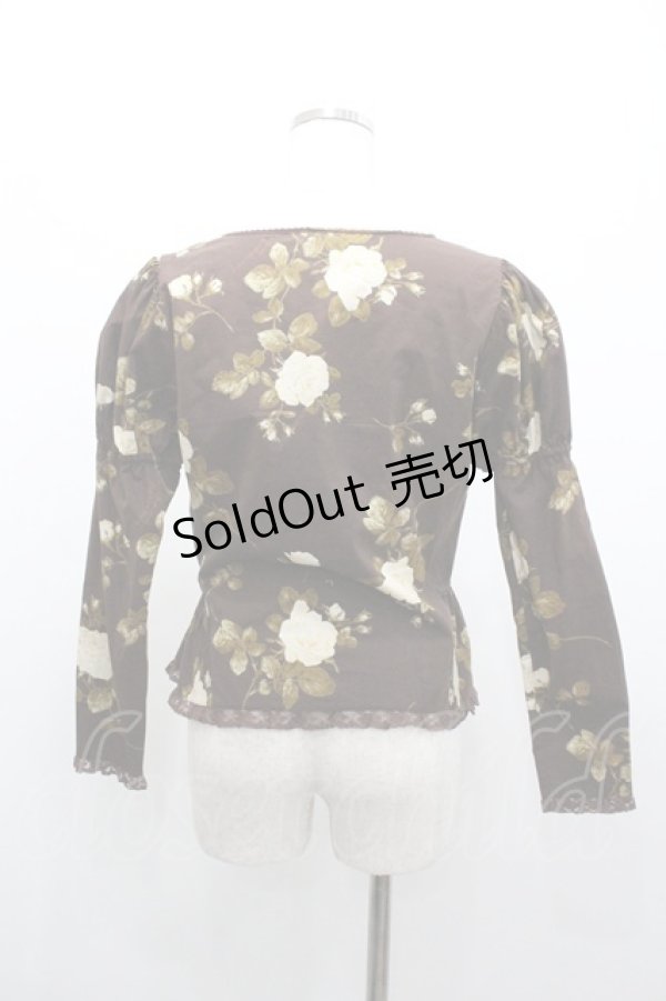 画像2: PINK HOUSE / 薔薇柄長袖ブラウス  ブラウン I-26-01-04-007-LO-BL-SA-ZI (2)