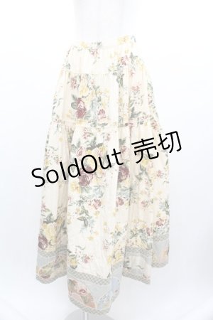 画像: WONDERFUL WORLD / 薔薇ブーケ&裾半円パッチワークスカート  アイボリー I-26-01-04-067-LO-SK-SA-ZI