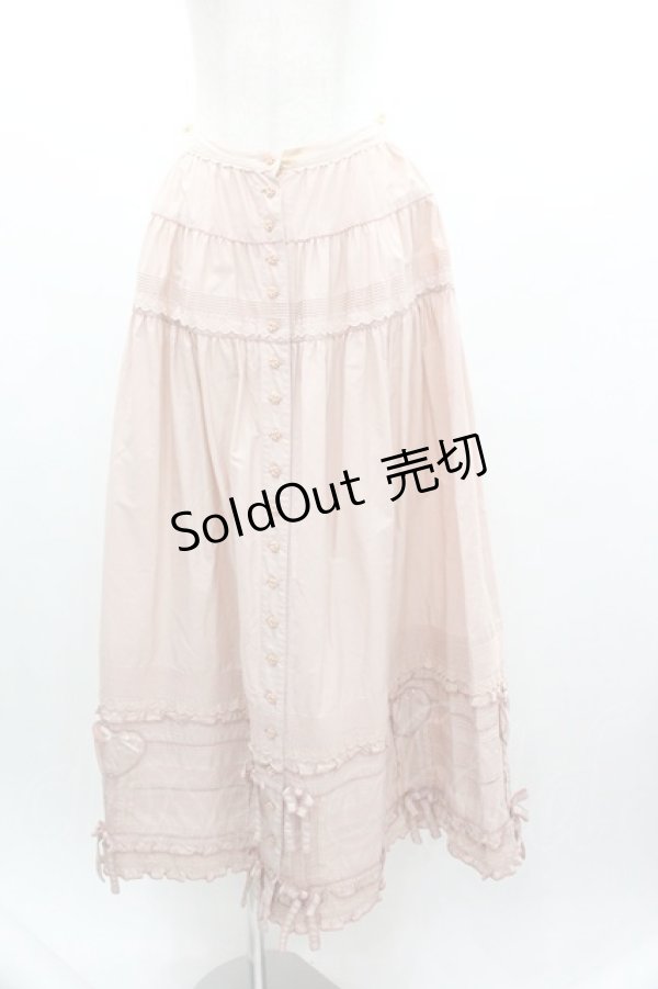 画像1: PINK HOUSE / 裾ハートワッペンピンタックスカート  ピンク I-26-01-04-068-LO-SK-SA-ZI (1)