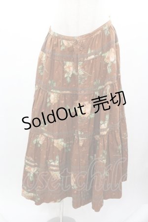 画像: PINK HOUSE / 果物籠プリントスカート  ブラウン I-26-01-04-069-LO-SK-SA-ZI