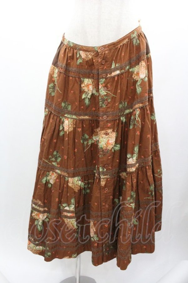 画像1: PINK HOUSE / 果物籠プリントスカート  ブラウン I-26-01-04-069-LO-SK-SA-ZI (1)