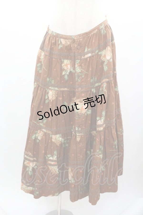 画像1: PINK HOUSE / 果物籠プリントスカート  ブラウン I-26-01-04-069-LO-SK-SA-ZI (1)