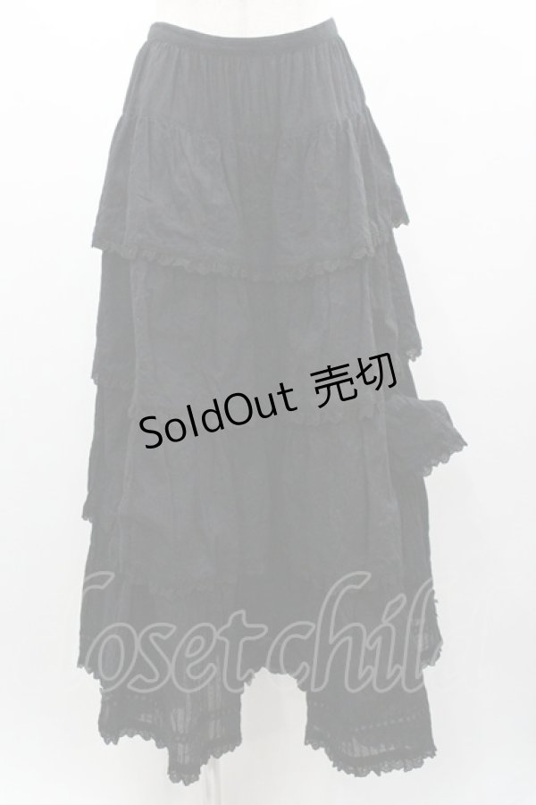 画像1: PINK HOUSE / 4段フリルスカート  黒 I-26-01-04-070-LO-SK-SA-ZI (1)