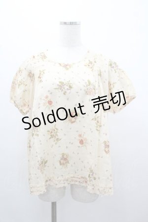 画像: WONDERFUL WORLD / フラワープリント半袖ブラウス  アイボリー I-26-01-04-008-LO-BL-SA-ZI