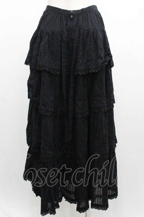 画像2: PINK HOUSE / 4段フリルスカート  黒 I-26-01-04-070-LO-SK-SA-ZI (2)