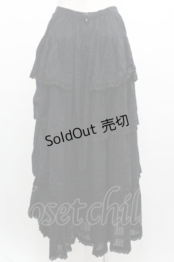 画像2: PINK HOUSE / 4段フリルスカート  黒 I-26-01-04-070-LO-SK-SA-ZI (2)