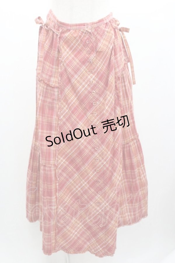 画像1: PINK HOUSE / チェック前開きスカート  赤Ｘオレンジチェック I-26-01-04-071-LO-SK-SA-ZI (1)