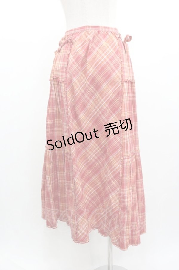 画像2: PINK HOUSE / チェック前開きスカート  赤Ｘオレンジチェック I-26-01-04-071-LO-SK-SA-ZI (2)
