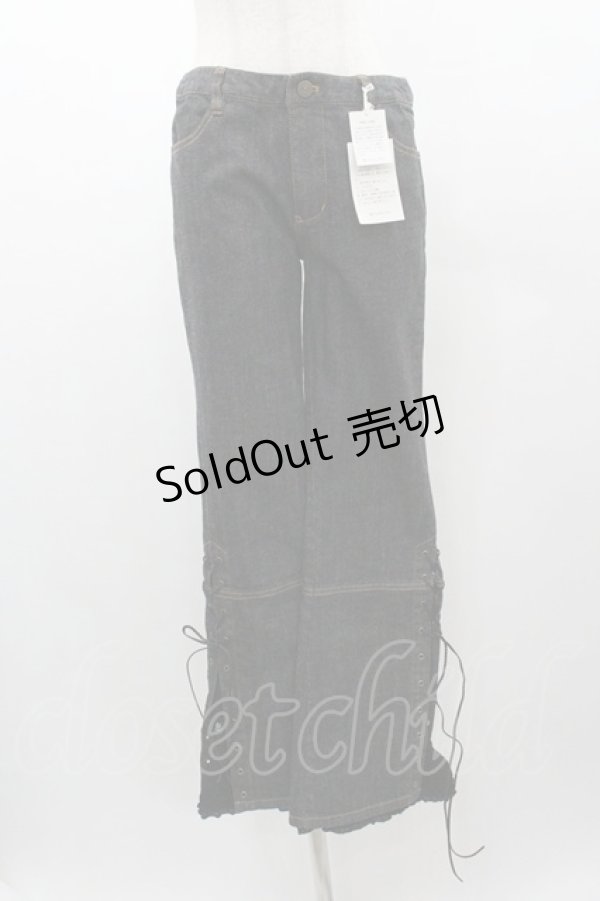 画像1: PINK HOUSE / 裾フリルデニムパンツ  黒デニム I-26-01-04-081-LO-PA-SA-ZI (1)