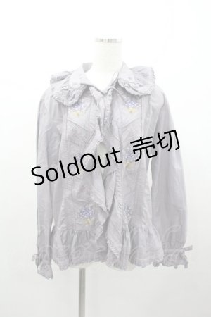 画像: PINK HOUSE / すみれブーケ刺繍オーバーブラウス  ラベンダー I-26-01-04-011-LO-BL-SA-ZI