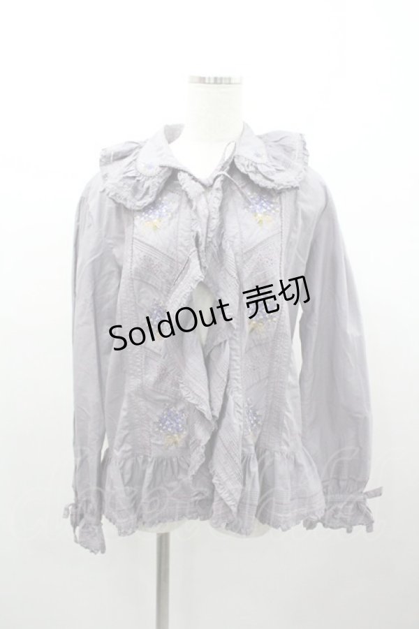 画像1: PINK HOUSE / すみれブーケ刺繍オーバーブラウス  ラベンダー I-26-01-04-011-LO-BL-SA-ZI (1)