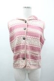 画像1: PINK HOUSE / 総柄ボーダー風デザインフードベスト M ピンクＸ白 I-26-01-04-013-LO-TO-SA-ZI (1)