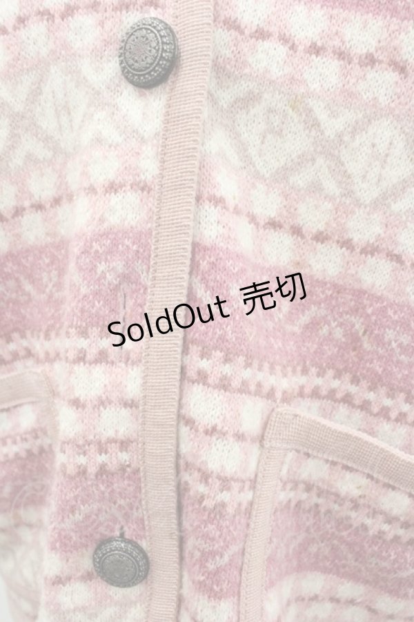 画像2: PINK HOUSE / 総柄ボーダー風デザインフードベスト M ピンクＸ白 I-26-01-04-013-LO-TO-SA-ZI (2)