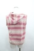 画像3: PINK HOUSE / 総柄ボーダー風デザインフードベスト M ピンクＸ白 I-26-01-04-013-LO-TO-SA-ZI (3)
