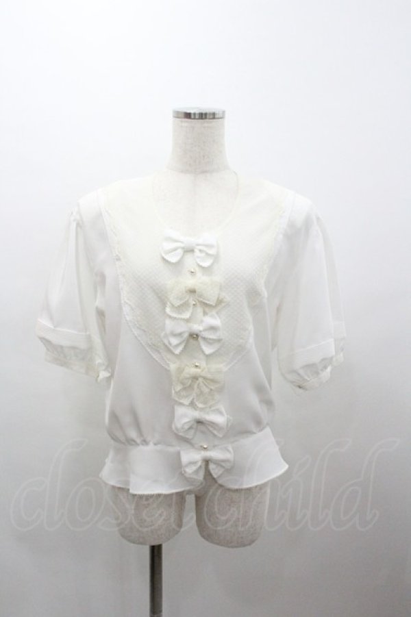 画像1: KANEKO ISAO / ピコフリルパールボンタンカーディガン  白 I-26-01-04-015-EL-TO-SA-ZI (1)