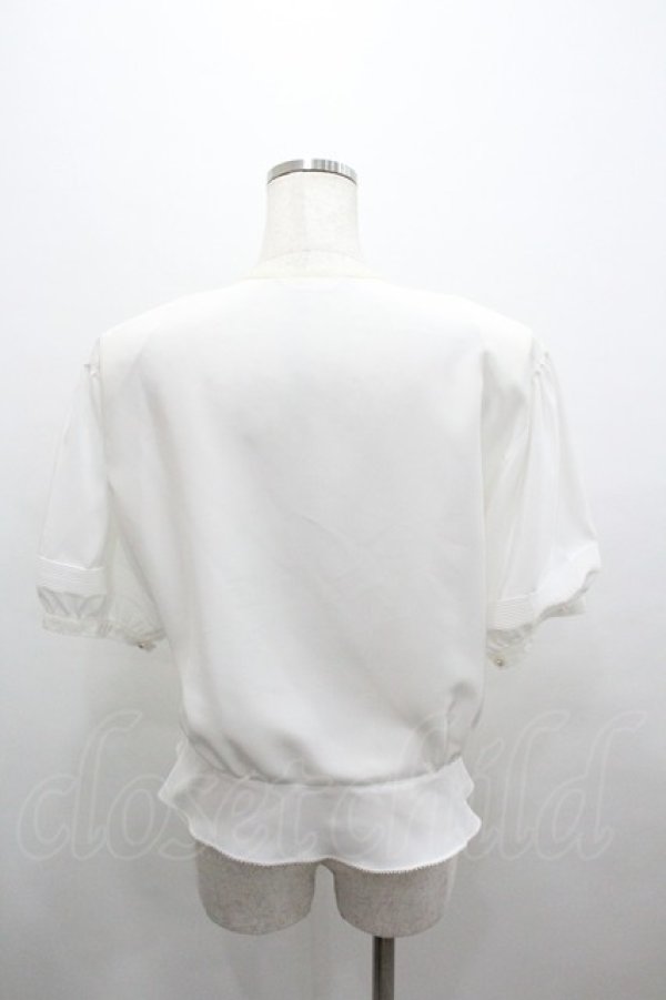 画像2: KANEKO ISAO / ピコフリルパールボンタンカーディガン  白 I-26-01-04-015-EL-TO-SA-ZI (2)