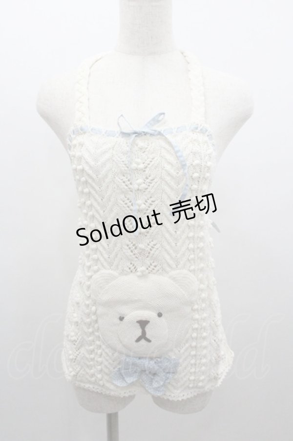 画像1: PINK HOUSE / くまさんニットトップス  アイボリーＸサックス I-26-01-04-016-LO-TO-SA-ZI (1)