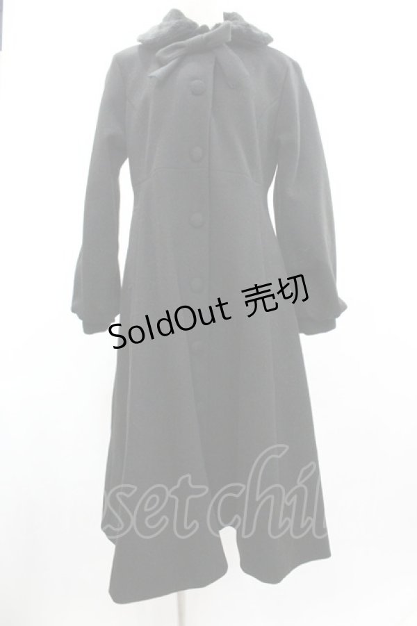 画像1: m petit by misako / AM*リボンコート L 黒 I-26-01-04-023-LO-CO-SA-ZI (1)