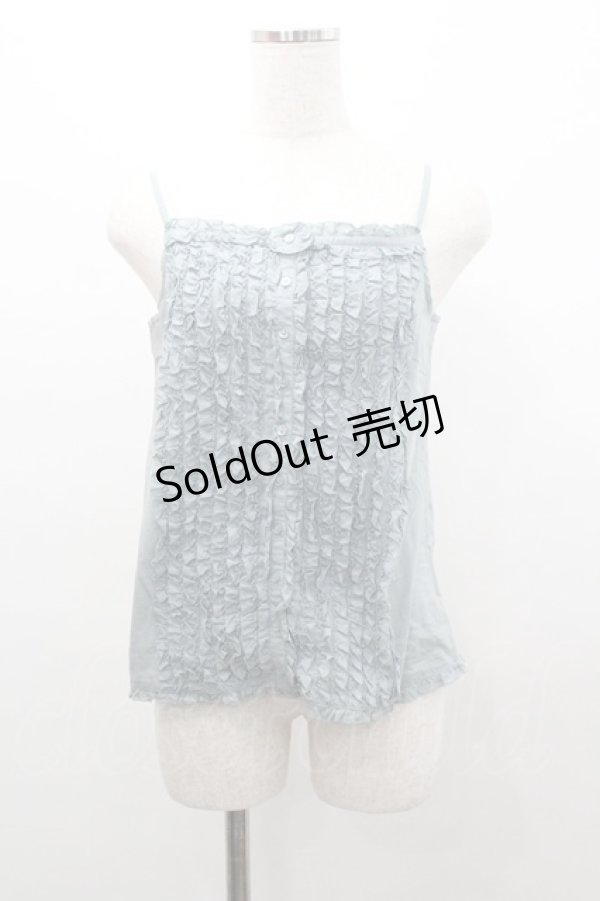 画像1: PINK HOUSE / ピコフリルキャミブラウス  サックス I-26-01-04-003-LO-BL-SA-ZI (1)