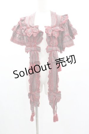 画像: WONDERFUL WORLD / タータンチェックミニケープ  赤チェック I-26-01-04-026-LO-JA-SA-ZI