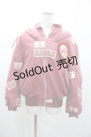 画像: PINK HOUSE / すみれブーケくま刺繍ゼッケンフードブルゾン  ピンク I-26-01-04-028-LO-JA-SA-ZI