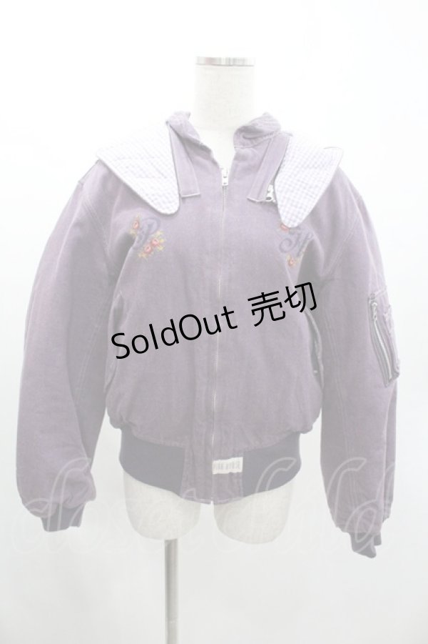 画像1: PINK HOUSE / サークルワッペンゼッケン付きフードブルゾン  パープル I-26-01-04-029-LO-JA-SA-ZI (1)