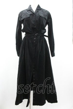 画像: INGEBORG / コーデュロイシャツワンピース  黒 I-26-01-04-033-LO-OP-SA-ZI