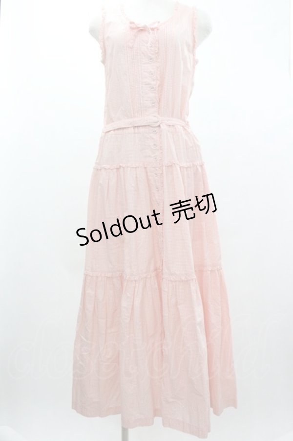 画像1: PINK HOUSE / ギンガムチェックジャンパースカート  ピンクＸ白チェック I-26-01-04-035-LO-OP-SA-ZI (1)