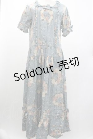 画像: PINK HOUSE / ローズリース総柄半袖ワンピース  サックス I-26-01-04-038-LO-OP-SA-ZI