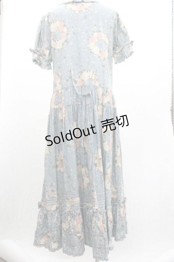 画像2: PINK HOUSE / ローズリース総柄半袖ワンピース  サックス I-26-01-04-038-LO-OP-SA-ZI (2)