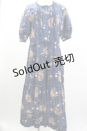 画像: PINK HOUSE / パンジーブーケ柄ワンピース  青 I-26-01-04-039-LO-OP-SA-ZI