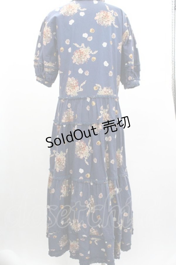 画像2: PINK HOUSE / パンジーブーケ柄ワンピース  青 I-26-01-04-039-LO-OP-SA-ZI (2)