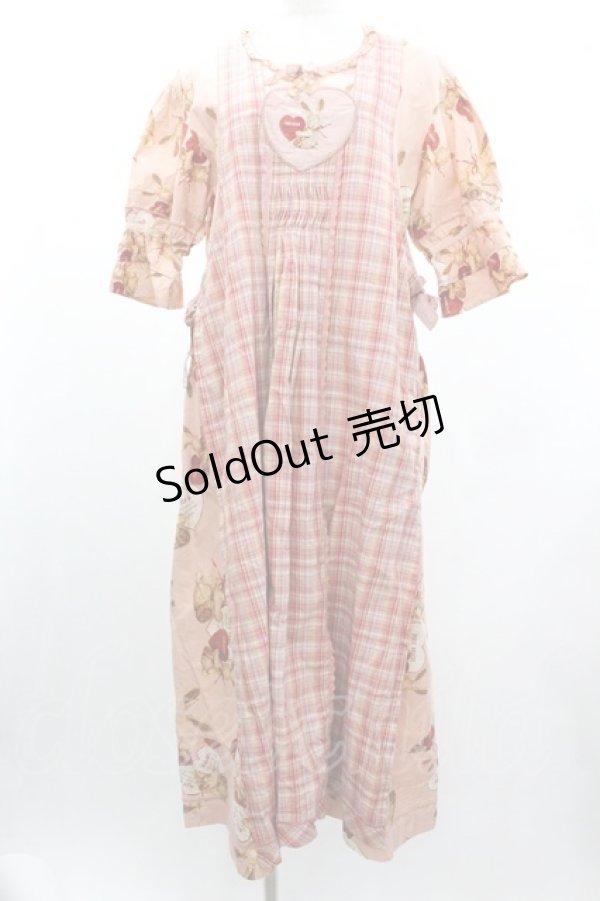 画像1: PINK HOUSE / アンジェリックラビッツエプロンワンピース  ピンク I-26-01-04-041-LO-OP-SA-ZI (1)