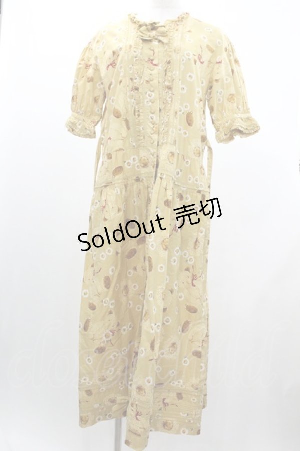 画像1: PINK HOUSE / ギンガムチェックくま&雛菊総柄半袖ワンピース  イエロー I-26-01-04-042-LO-OP-SA-ZI (1)