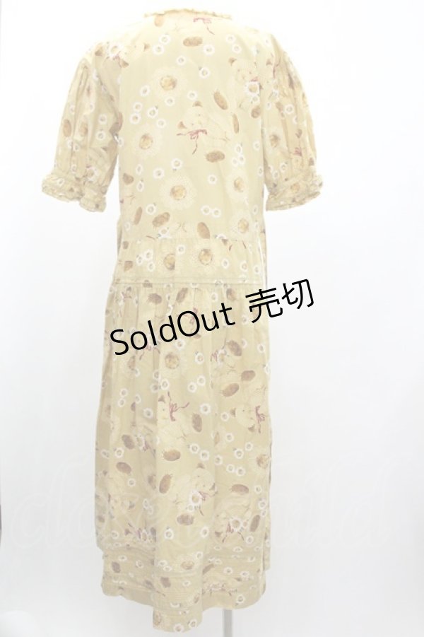 画像2: PINK HOUSE / ギンガムチェックくま&雛菊総柄半袖ワンピース  イエロー I-26-01-04-042-LO-OP-SA-ZI (2)