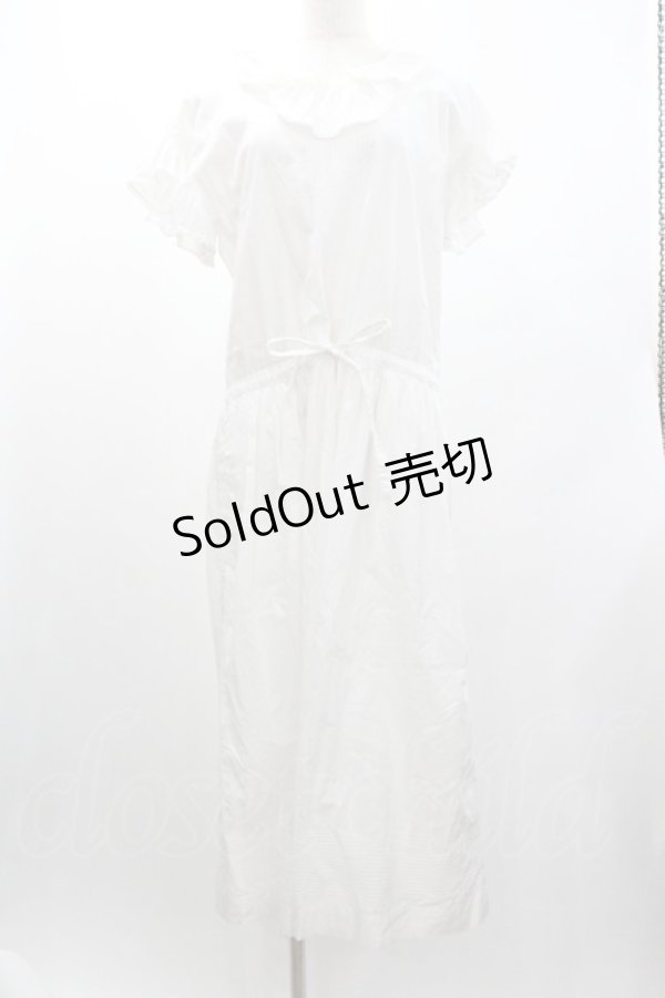 画像1: PINK HOUSE / 袖フリルワンピース  白 I-26-01-04-043-LO-OP-SA-ZI (1)