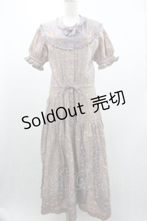 画像: WONDERFUL WORLD / ミニローズ総柄ラウンド切替半袖ワンピース  パープル I-26-01-04-045-LO-OP-SA-ZI