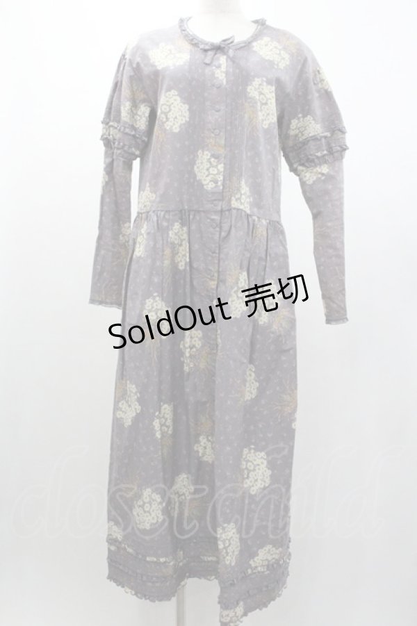 画像1: WONDERFUL WORLD / 雛菊ブーケプリント長袖ワンピース  ラベンダー I-26-01-04-046-LO-OP-SA-ZI (1)