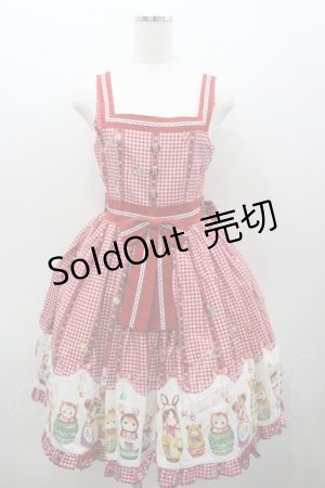 画像: metamorphose / Nostalgic Matryoshka Doll切替ジャンパースカート  赤 I-26-01-06-046-ME-OP-SA-ZI