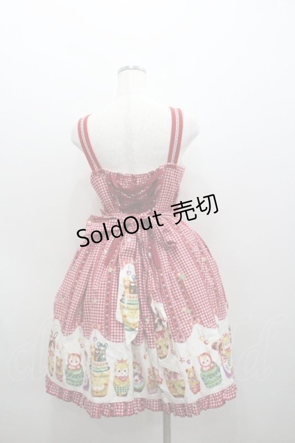 画像2: metamorphose / Nostalgic Matryoshka Doll切替ジャンパースカート  赤 I-26-01-06-046-ME-OP-SA-ZI (2)