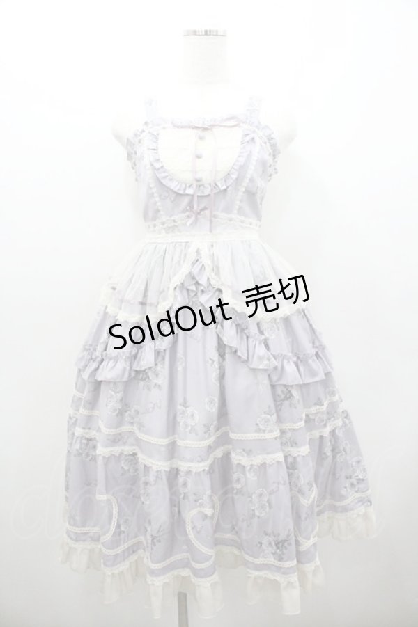 画像1: Lolitimes（海外ロリータブランド） / 薔薇リボンプリントジャンパースカート  ラベンダー I-26-01-06-047-EL-OP-SA-ZI (1)